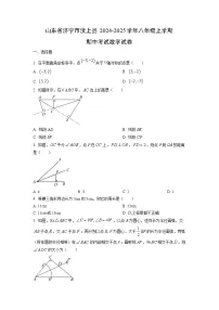 山东省济宁市汶上县2024-2025学年八年级上学期期中考试数学试卷（学生版）