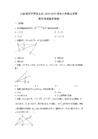 山东省济宁市汶上县2024-2025学年八年级上学期期中考试数学试卷(学生版)