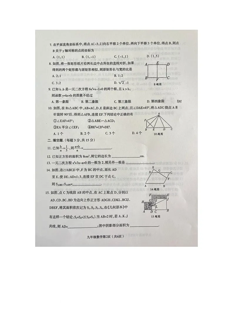 河南省周口市太康县 2025-2026学年九年级上学期11月期中数学试题第2页