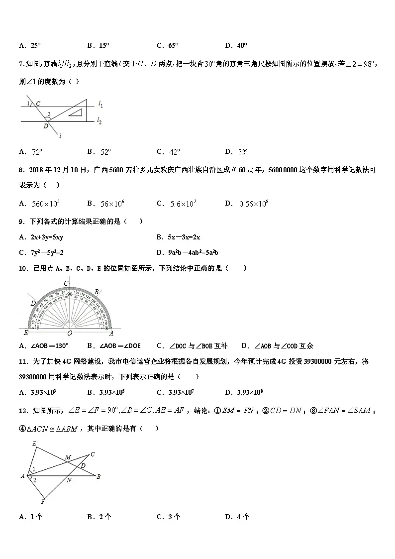 2026届江苏省南京溧水区七年级数学第一学期期末综合测试模拟试题含解析第2页