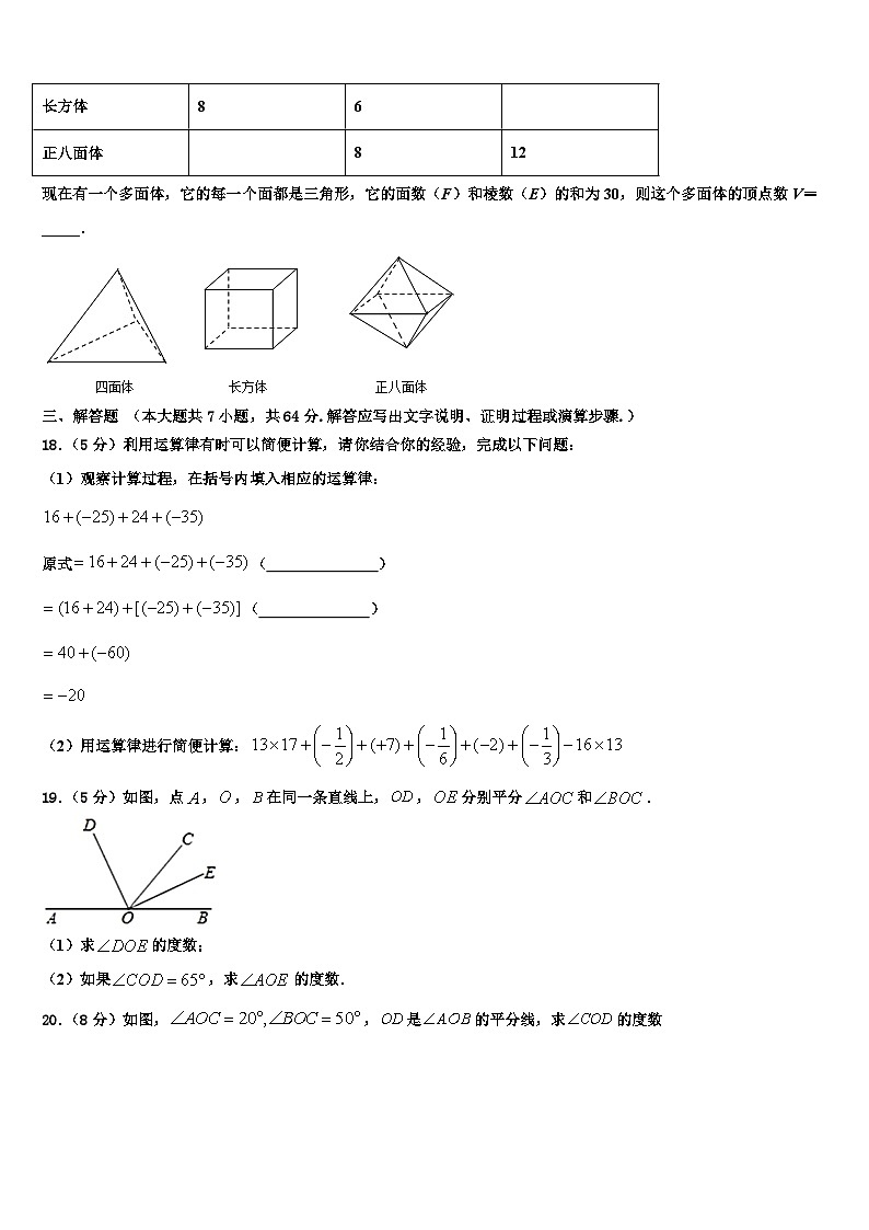 2026届江西省瑞金市瑞金四中学数学七年级第一学期期末考试模拟试题含解析第3页