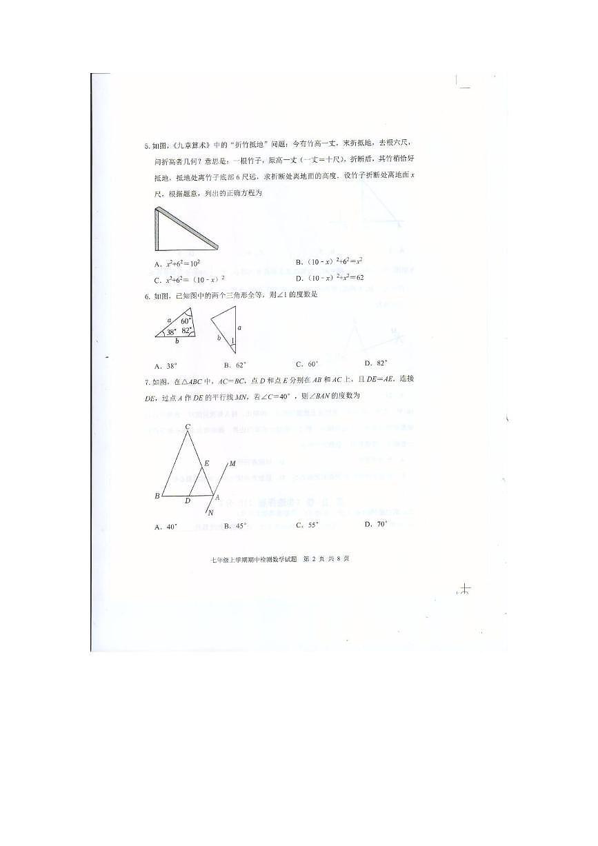 山东省泰安市新泰市2025-2026学年七年级上学期11月期中数学试题第2页