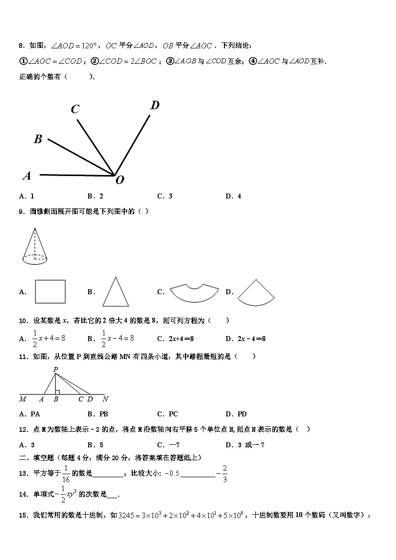 2026届上海市静安区风华初级中学数学七上期末调研试题含解析第2页