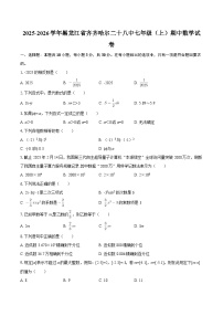 2025-2026学年黑龙江省齐齐哈尔二十八中七年级（上）期中数学试卷-自定义类型