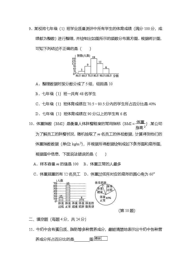 第十二章数据的收集、整理与描述 学情评估卷(含答案)人教版数学七年级下册第3页