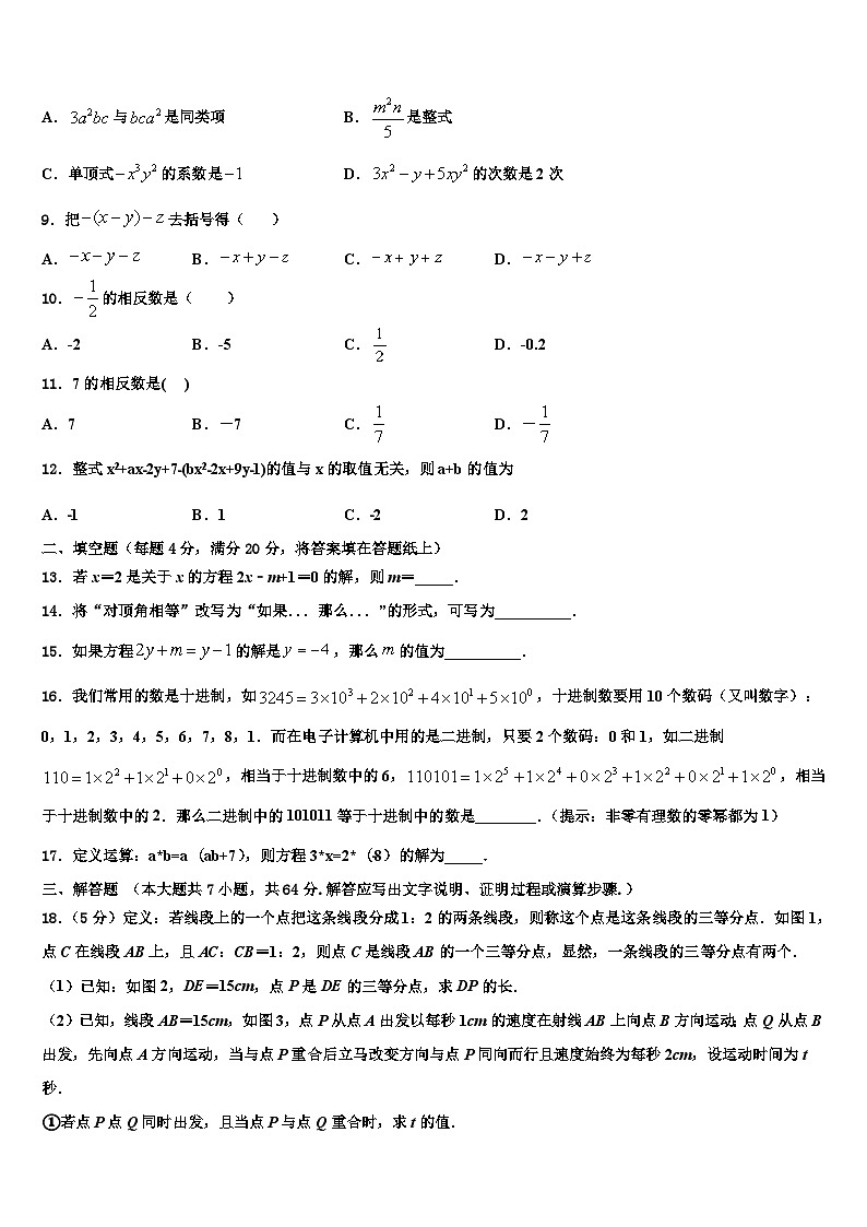 福建师范大第二附属中学2026届七年级数学第一学期期末联考试题含解析第2页