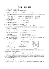 2024--2025学年华东师大版九年级数学上册期末考试试卷（练习卷） 含答案