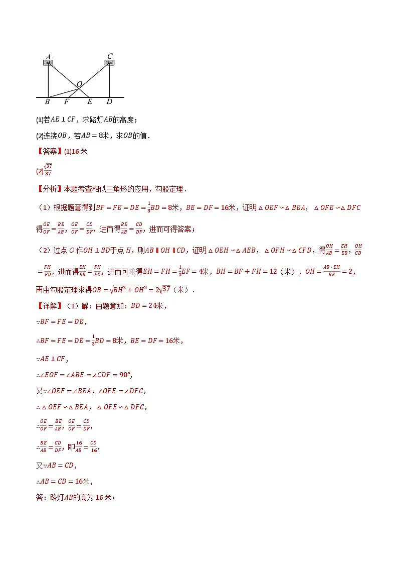 专题6.5 用相似三角形解决问题(举一反三讲义)数学苏科版九年级下册(解析版)第2页
