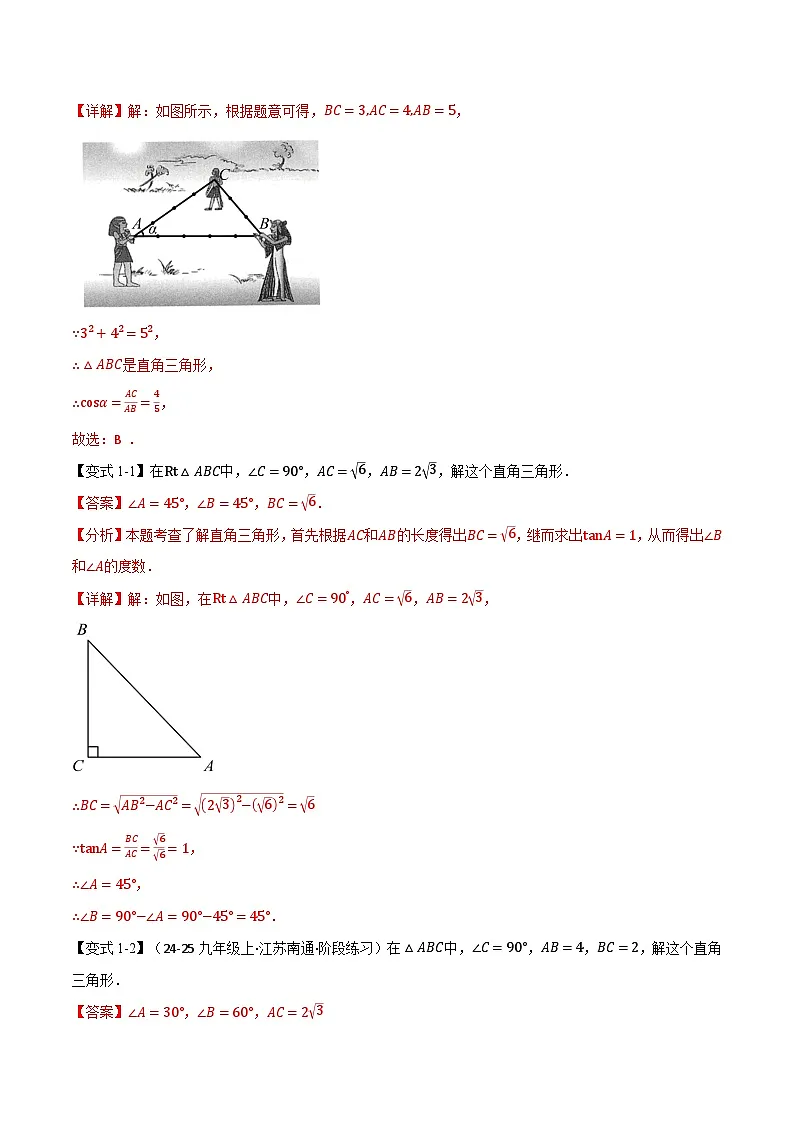 专题7.2 解直角三角形(举一反三讲义)数学苏科版九年级下册(解析版)第3页
