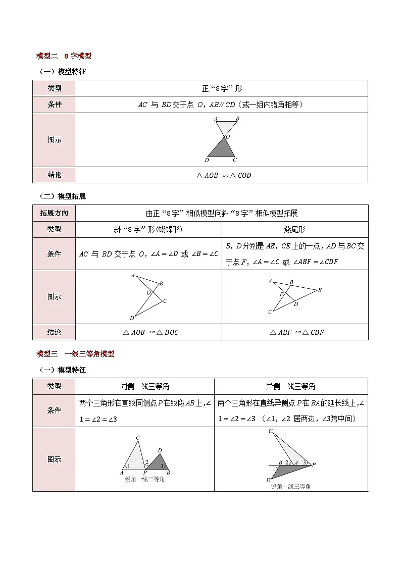 专题01 相似三角形的八大模型(举一反三专项训练)数学苏科版九年级下册(原卷版)第2页