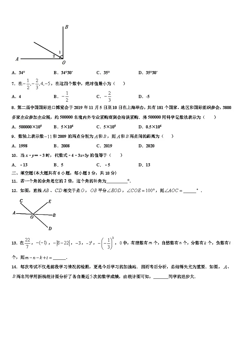 江苏省溧水区2026届数学七年级第一学期期末学业水平测试模拟试题含解析第2页