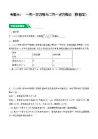 专题04 一元一次方程与二元一次方程- 5年中考1年模拟数学分类汇编（河南专用）+答案