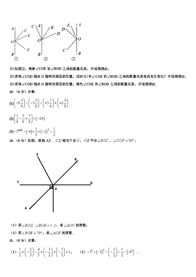 江西省南昌市进贤县2026届数学七上期末复习检测模拟试题含解析第3页