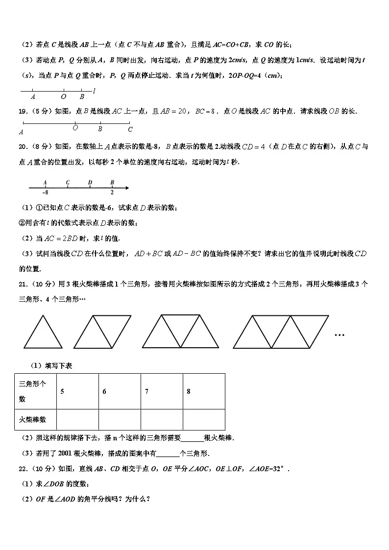 江西省宜春市2026届七年级数学第一学期期末达标检测模拟试题含解析第3页
