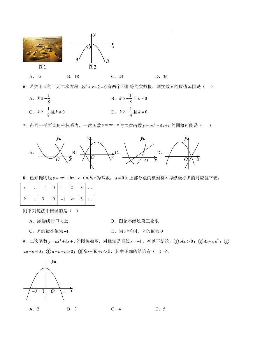 九年级数学第一次月考卷【测试范围:广东专用,人教版九年级上册第二十一章~第二十二章】(考试版)第2页