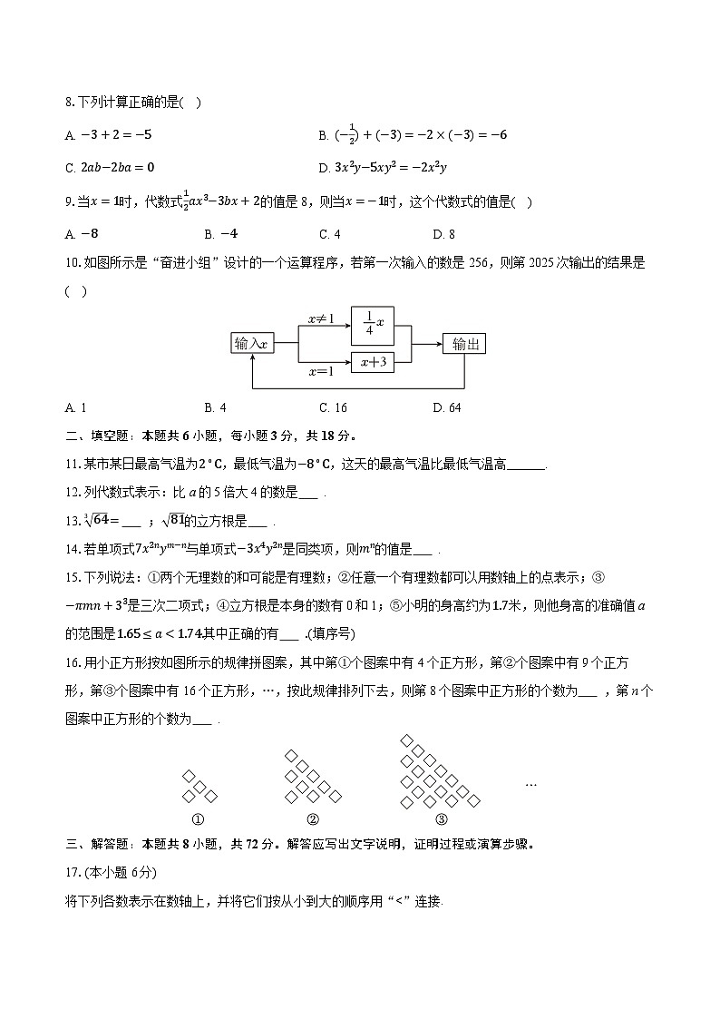 2025-2026学年浙江省杭州市钱江外国语实验学校七年级(上)期中数学试卷(有答案和解析)第2页