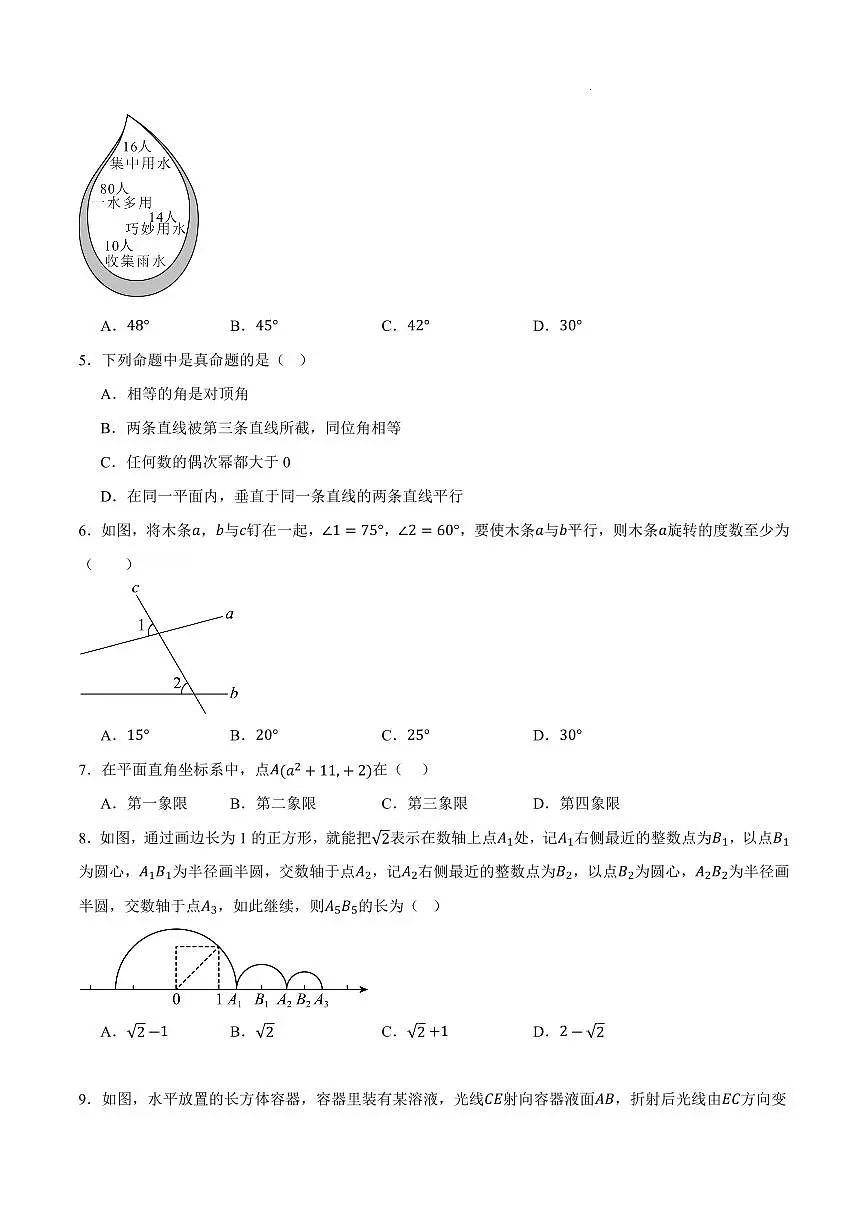 七年级数学期末模拟卷【测试范围:人教版2024七年级下册全部】(考试版)(湖南长沙专用)第2页