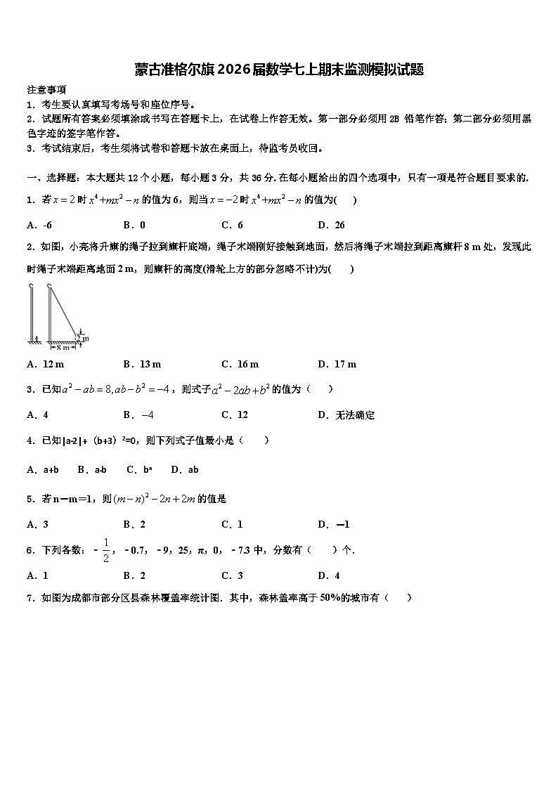 蒙古准格尔旗2026届数学七上期末监测模拟试题含解析第1页