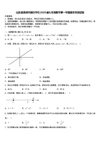 山东省滨州市部分学校2026届七年级数学第一学期期末检测试题含解析