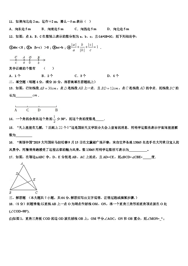 山东省青岛市集团校联考2026届七年级数学第一学期期末综合测试试题含解析第3页