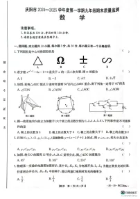甘肃省庆阳市2024-2025学年上学期九年级数学期末试卷