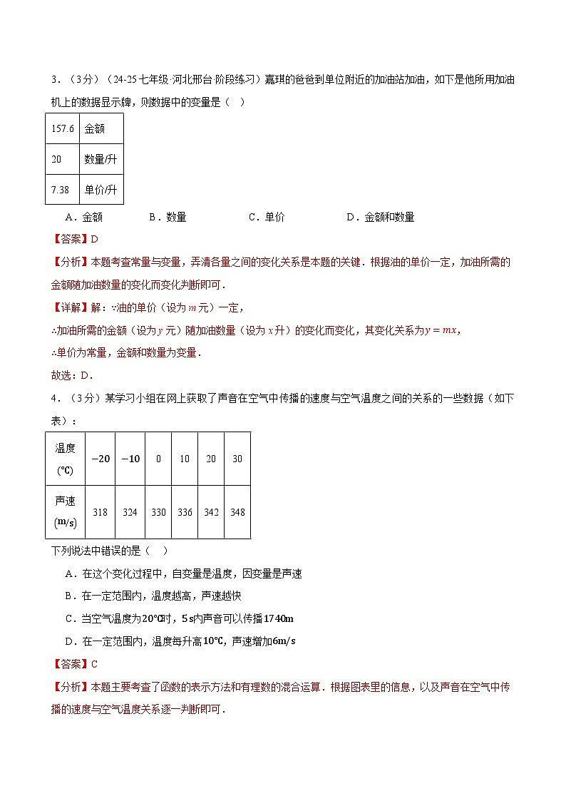 专题6.2 变量之间的关系单元提升卷(北师大版2024)(解析版)第2页
