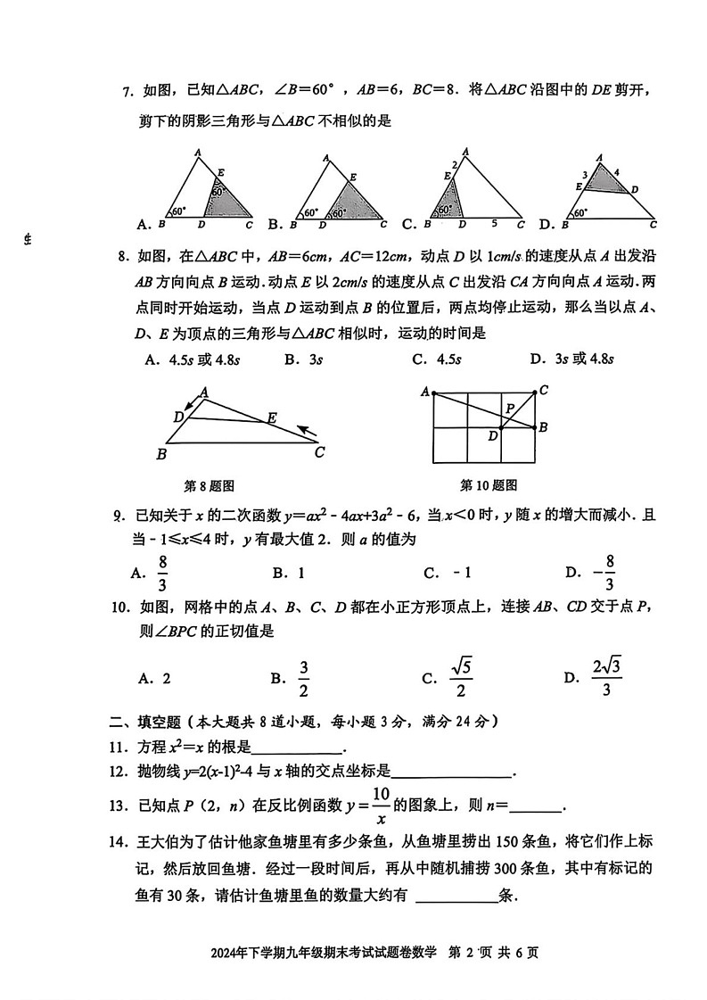 湖南省娄底市冷水江市2024-2025学年九年级上学期期末数学试题第2页