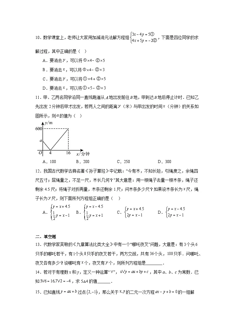 第五章二元一次方程组单元练习 北师大版数学八年级上册期末复习第3页