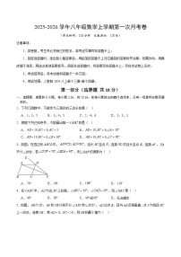 人教版2024初中数学八上第1次月考试卷【考试版 第13章、第14章】