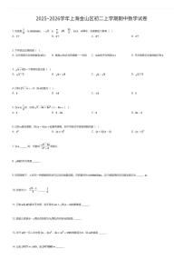 2025~2026学年上海金山区初二上学期期中数学试卷（有答案解析）