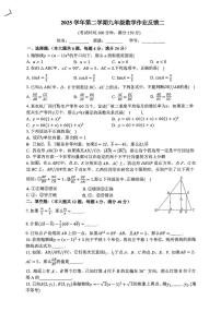 上海民办南模中学2025-2026学年上学期12月月考九年级数学试卷