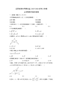 江苏省常州市新北区2025-2026学年八年级上学期期中数学试卷（学生版）