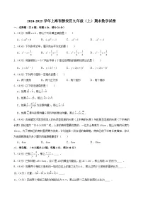 2024-2025学年上海市静安区九年级（上）期末数学试卷（含解析）