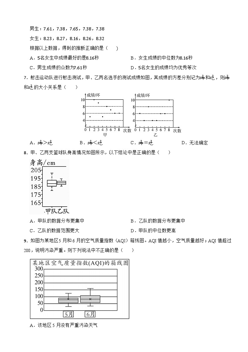 八年级数学上册第六章《数据的分析》单元检测卷(A卷)北师大版(含解析)第2页