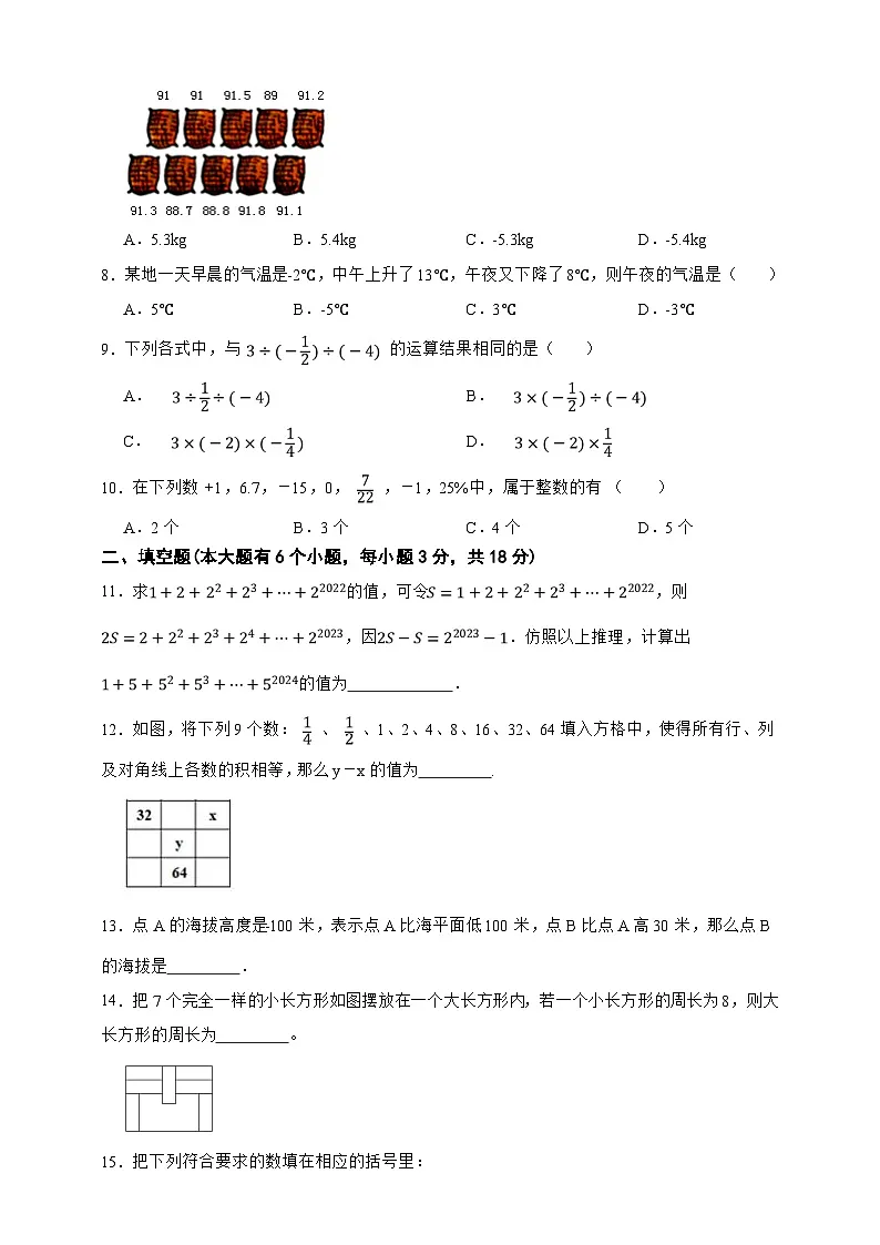 第1章 有理数 单元模拟测试卷(原卷版)第2页