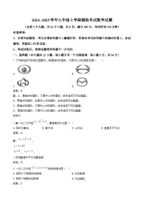 云南省曲靖市民族中学2025届九年级上学期期末模拟考试数学试卷(含解析)