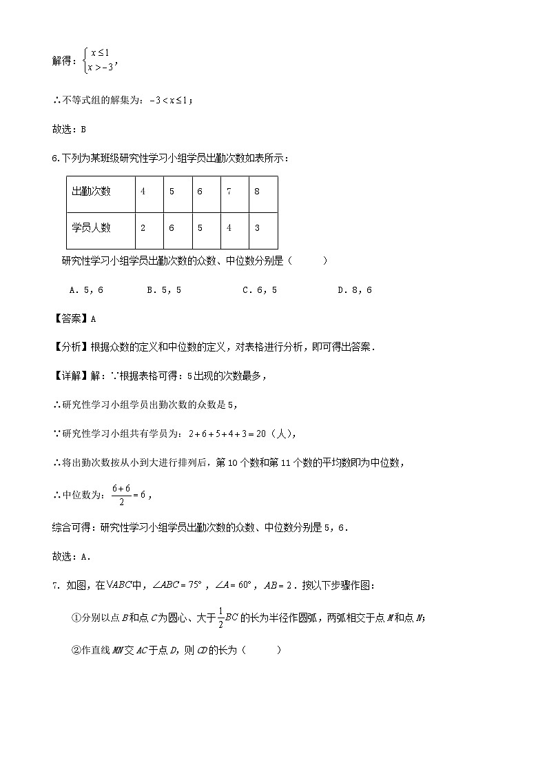 2024福建省中考数学一轮复习与检测试卷(解析版)-A4第3页