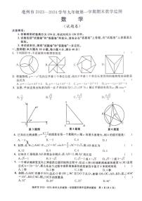 安徽省亳州市2023—2024学年上学期九年级数学期末检测试卷（无答案）