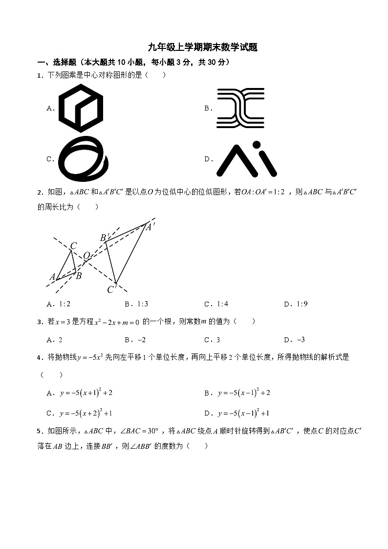 广东省广州市海珠区2025年九年级上学期期末数学试题附答案第1页