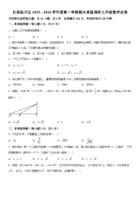 吉林省长春市经开区2025-2026学年上学期期末九年级数学试卷  含详解