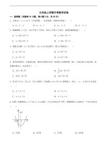 广东省广州2025年九年级上学期月考数学试卷八套及答案