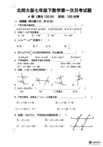 山西省太原市阳曲县龙城双语实验学校2024-2025学年下学期七年级数学3月月考试卷