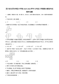 四川省自贡市荣县中学校2025-2026学年七年级上学期期末模拟考试数学试题