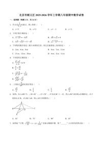 北京市顺义区2025-2026学年上学期八年级期中数学试题（含答案）