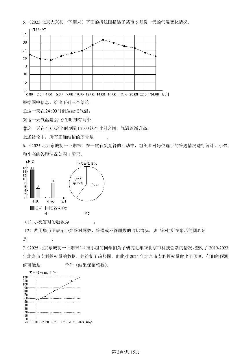 2025北京初一(下)期末数学汇编:统计调查(非选择题)第2页