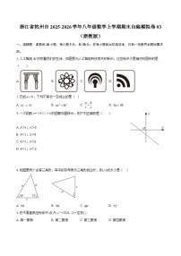 浙江省杭州市2025-2026学年八年级数学上学期期末自编模拟卷03（浙教版）-自定义类型