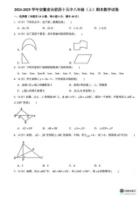 八年级数学安徽省合肥市第四十五中学2024-2025学年上学期八年级上学期期末数学试卷