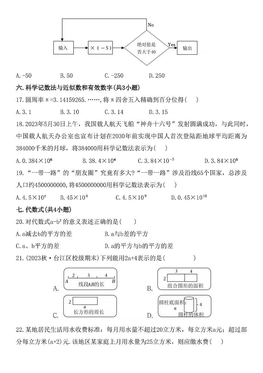 2024版人教版七年级上册数学期末题型大冲关专项练习含答案第3页