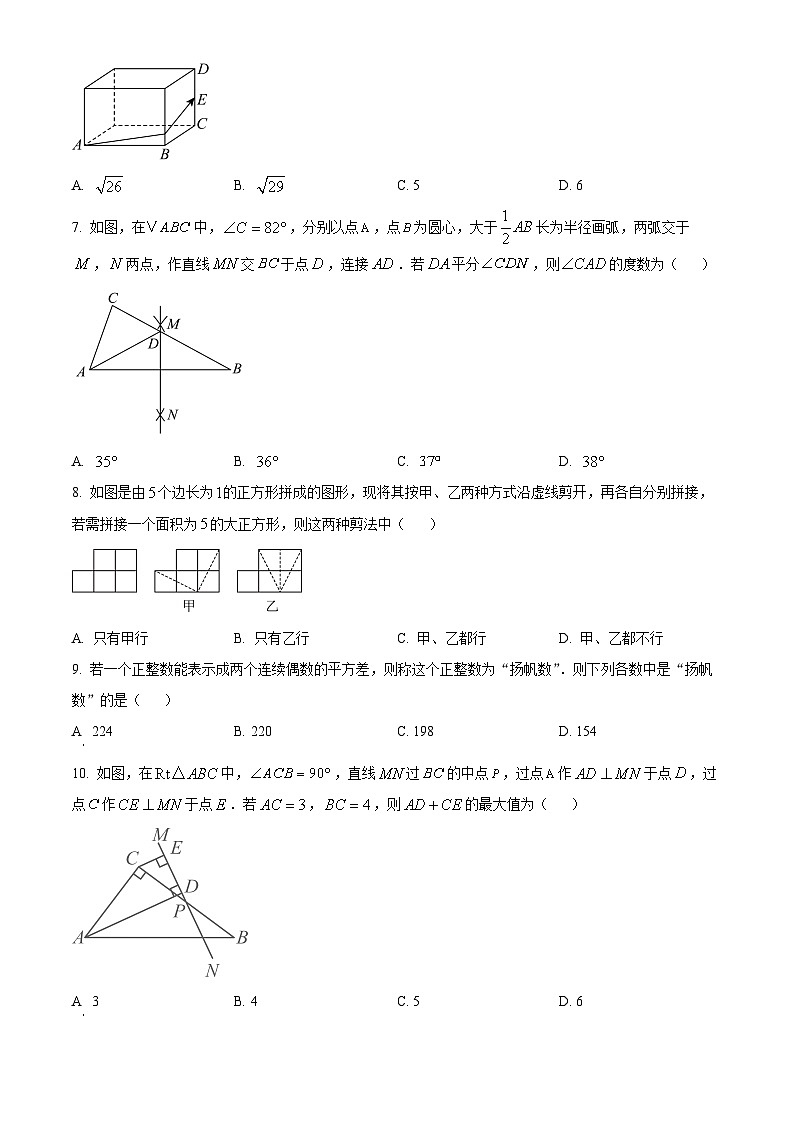 精品解析:四川省资阳市安岳县2024-2025学年八年级上学期期末考试数学试卷(原卷版)第2页