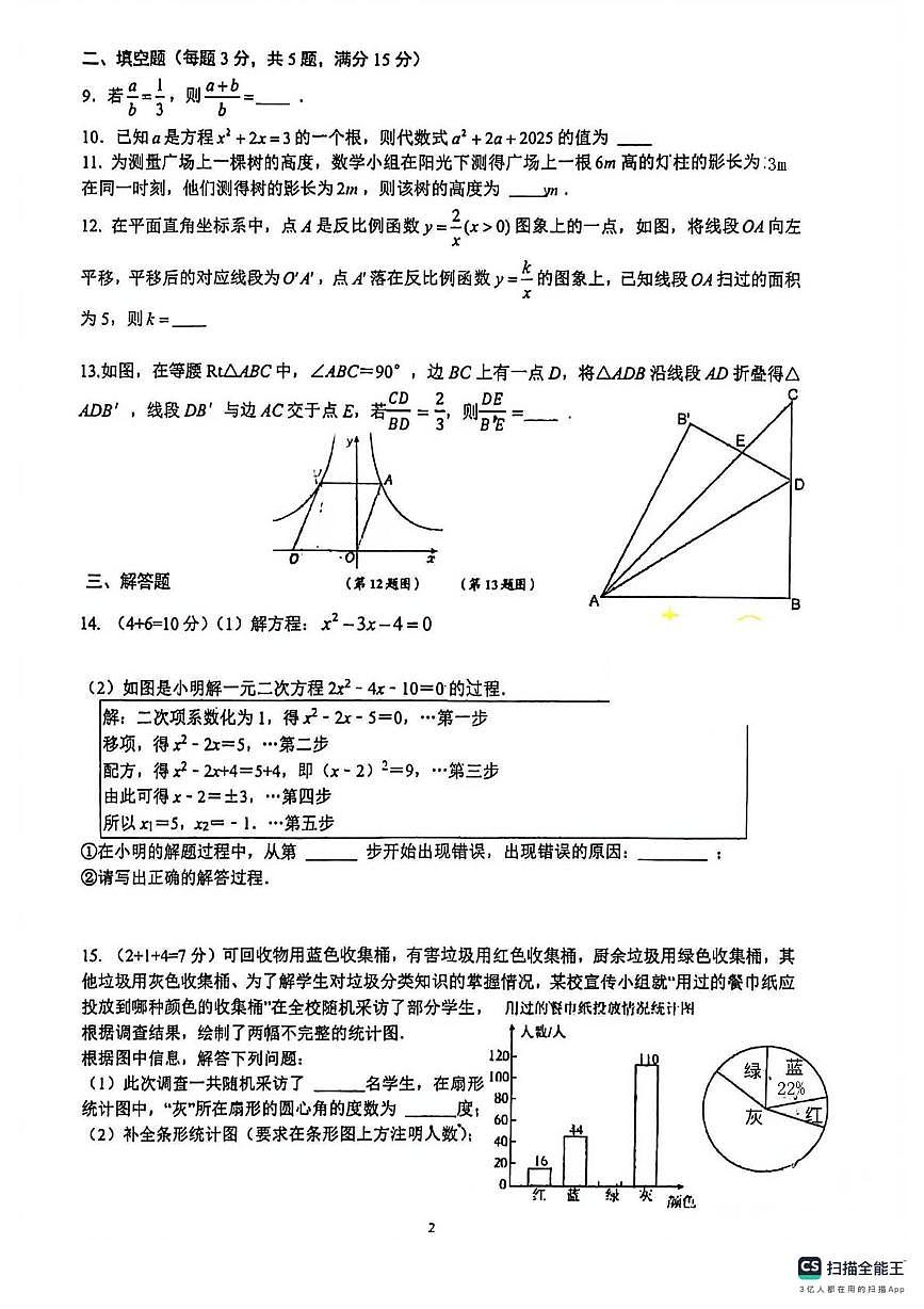 广东省深圳市文汇学校2025--2026学年上学期九年级数学第四次月考试卷(月考)第2页